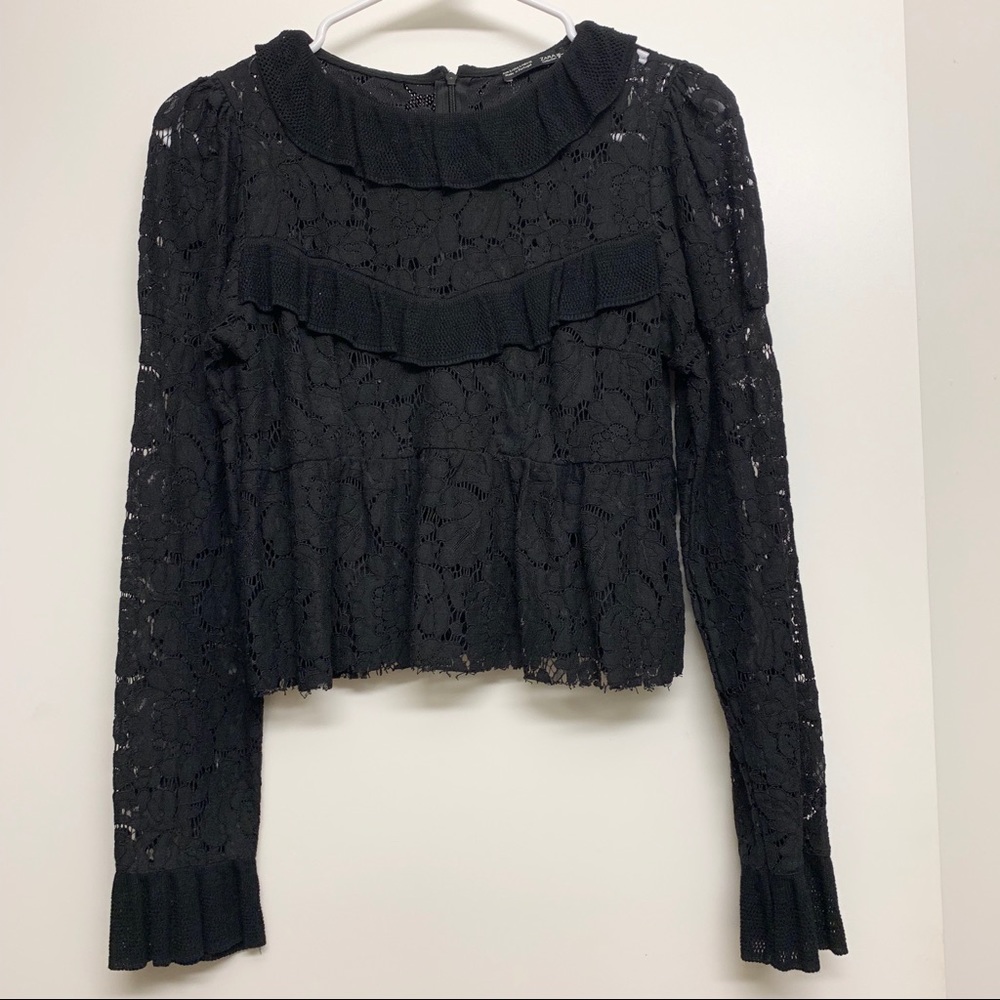 Zara Black lace long sleeve top